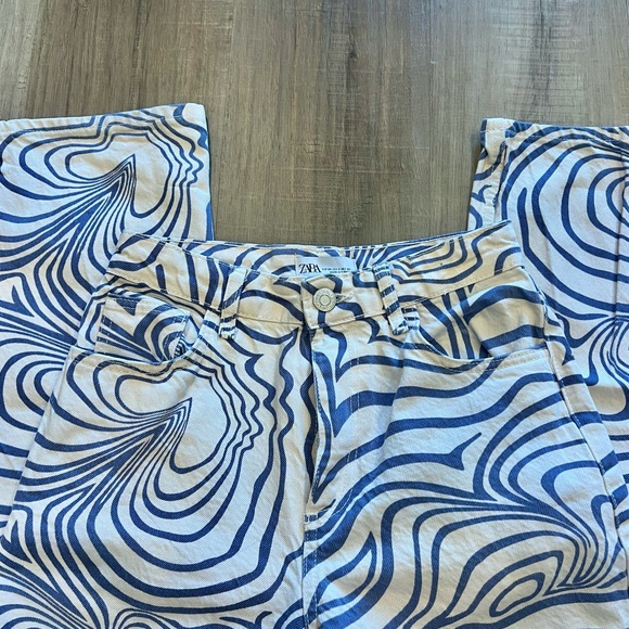 Zara White & Purple Printed Straight Leg Jeans Size 2 - Picture 5 of 11